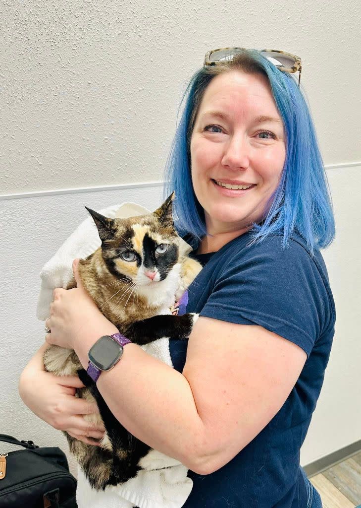 Brandy cared for the cat after finding it in the Amazon box. She took it to a vet, where her microchip was scanned. Courtesy Brandy Hunter