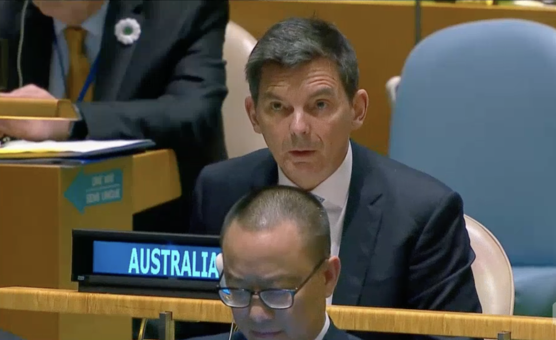 Australia's UN representative James Larsen pictured at the vote.