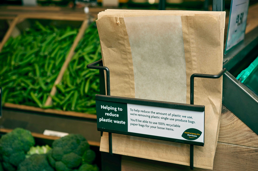 <em>Morrisons has ditched plastic bags in favour of brown paper bags for fruit and veg (PA)</em>