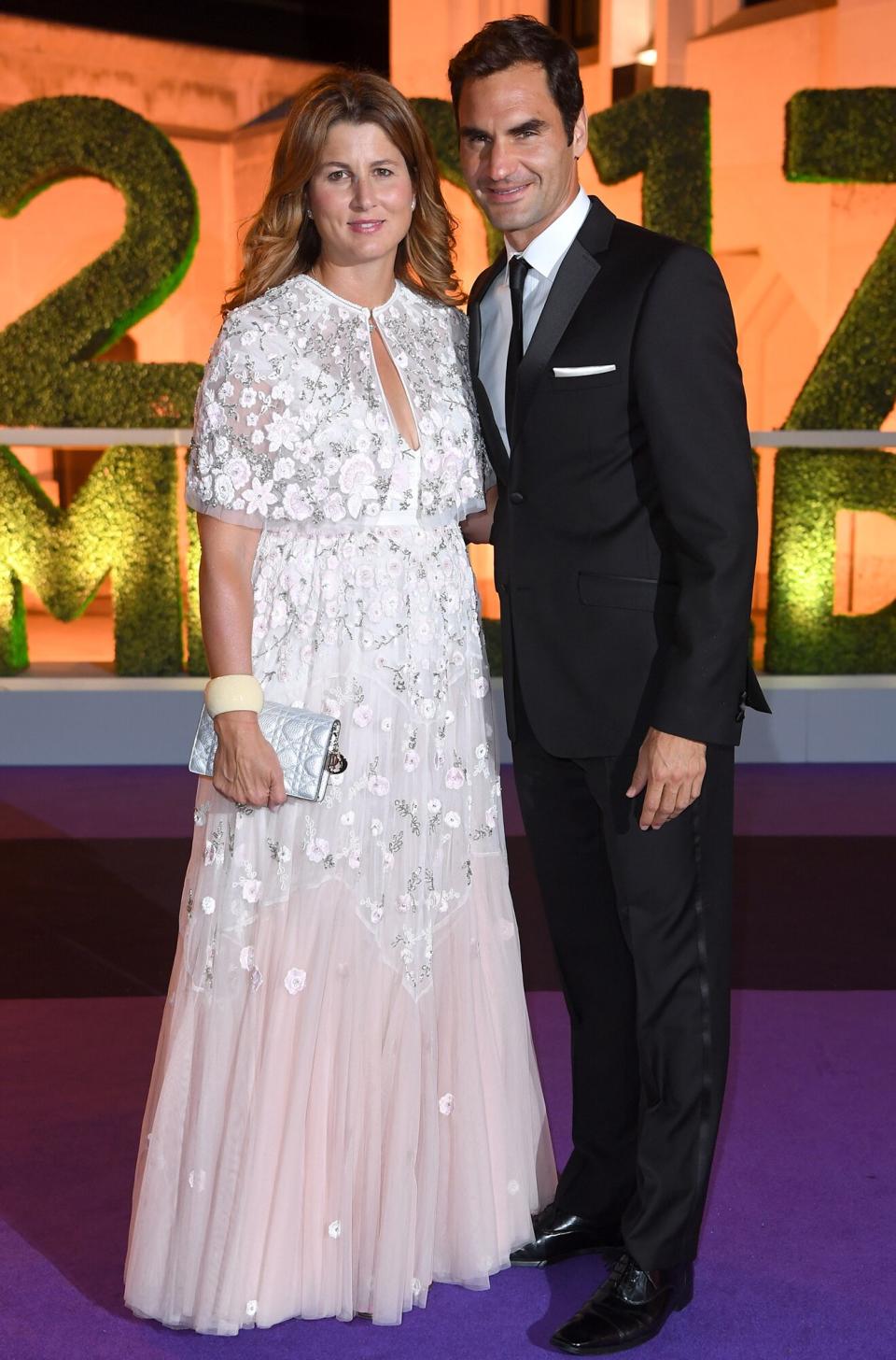 Roger Federer and wife Mirka attend the Wimbledon Winners Dinner at The Guildhall on July 16, 2017 in London, England