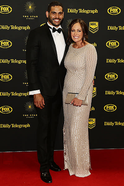 Sally Inglis walked down the red carpet with her husband and Rabbitohs star Greg Inglis