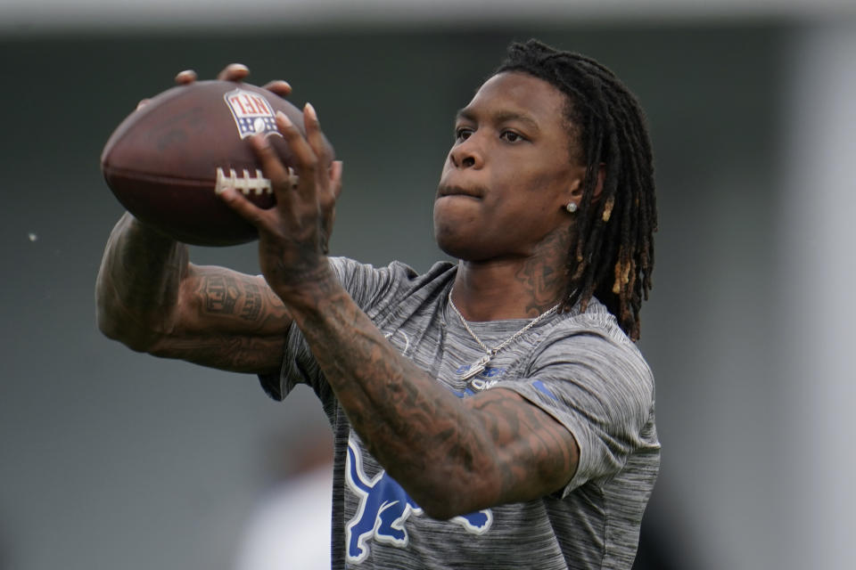 Detroit Lions wide receiver Jameson Williams was one of the team's first-round picks this year. (AP Photo/Paul Sancya)