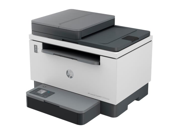 The HP LaserJet Tank MFP 2604sdw laser printer on a white background.