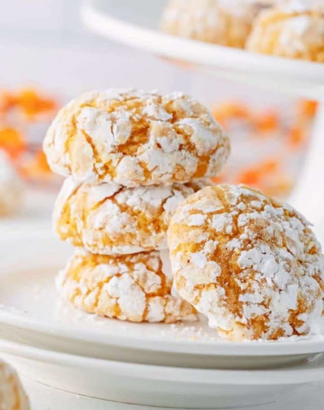 <p>The Country Cook</p><p><strong>Get the recipe: <a href="https://www.thecountrycook.net/pumpkin-crinkle-cookies/" rel="nofollow noopener" target="_blank" data-ylk="slk:Pumpkin Crinkle Cookies;elm:context_link;itc:0;sec:content-canvas" class="link ">Pumpkin Crinkle Cookies</a></strong></p>