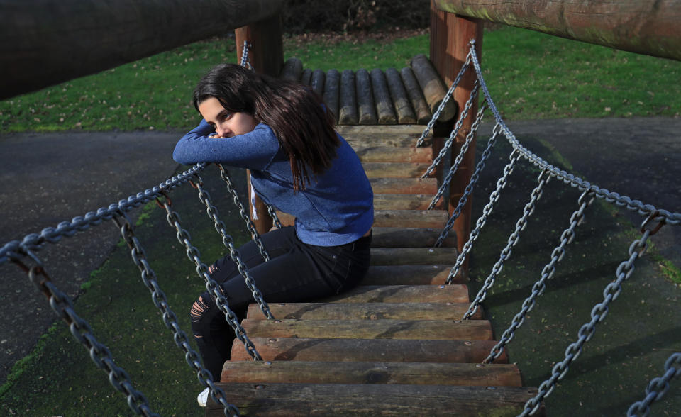 PICTURE POSED BY MODEL of a teenage girl in a park showing signs of mental health issues. PA Photo. Picture date: Sunday February 2, 2020. Photo credit should read: Gareth Fuller/PA Wire (Photo by Gareth Fuller/PA Images via Getty Images)