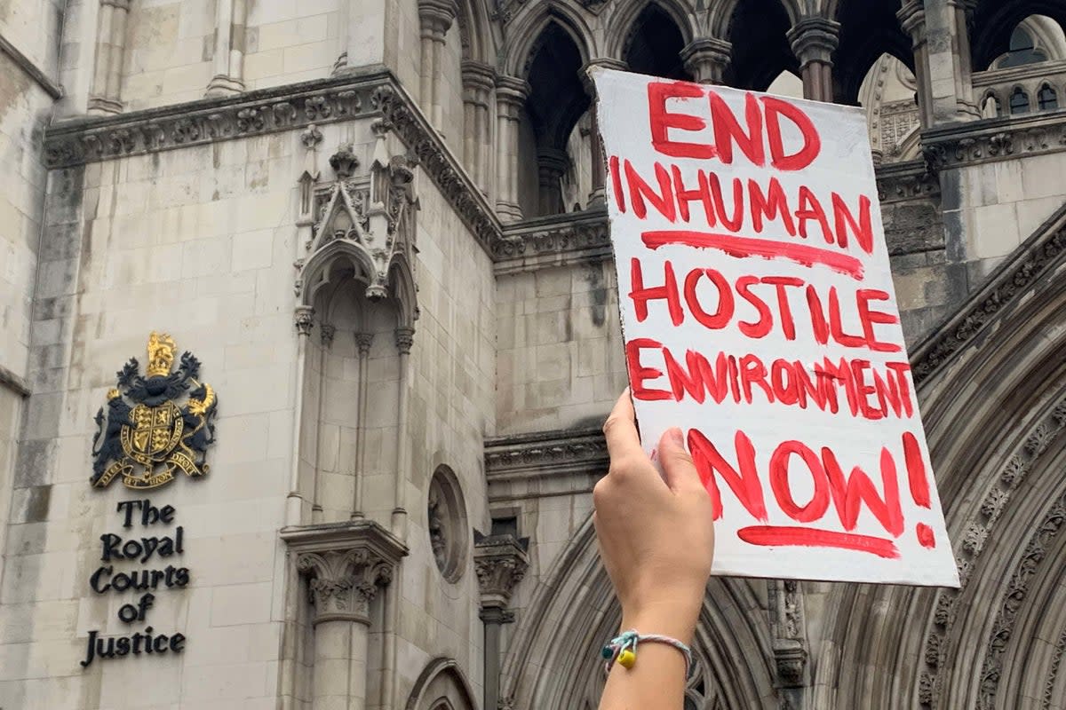 Demonstrators have previously protested outside the Royal Courts of Justice over the Government’s plan to send some asylum seekers to Rwanda (Tom Pilgrim/PA) (PA Wire)