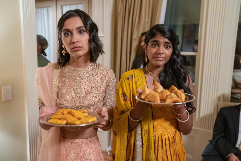 College freshman Alia (Sophia Ali, left, with Anita Kalathara) returns to her Indian American family’s posh suburban New Jersey home and upends their well-ordered life in "India Sweets and Spices."