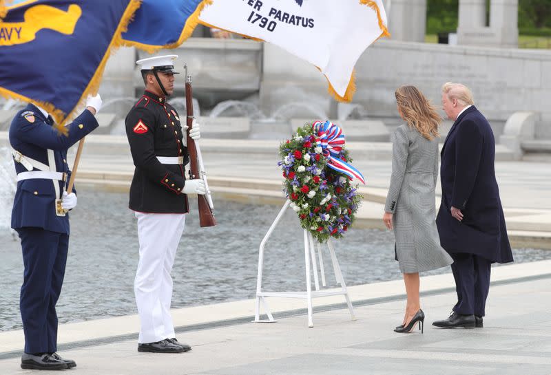 U.S. President Trump participates in VE Day 75th anniversary ceremony at World War II Memorial in Washington