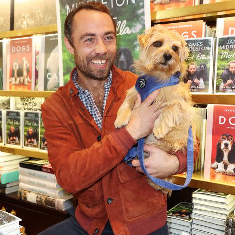 <p>Hoda Davaine/Dave Benett/Getty </p> James Middleton at the Taschen Store during Chelsea Dog Day in London on Oct. 5, 2024.