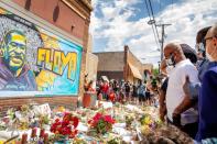 A makeshift memorial honouring George Floyd in Minneapolis