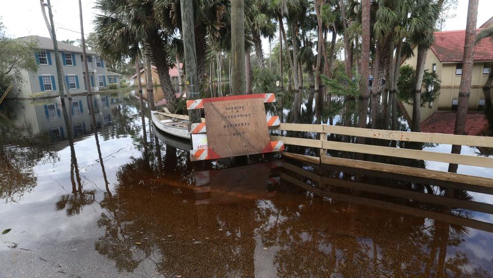 During post-Ian flooding at Stone Island in unincorporated Volusia County in October, 2022, the Volusia Sheriff's Office instituted a checkpoint to make sure only residents were coming in to avoid causing wakes into already flooded properties.