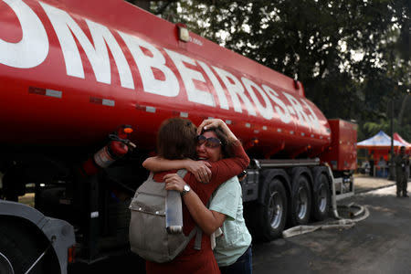 Staff react outside the National Museum of Brazil in Rio de Janeiro, Brazil September 3, 2018. REUTERS/Pilar Olivares