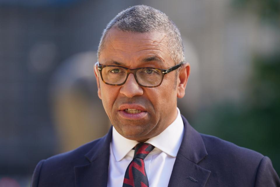 James Cleverly, the Education Secretary, giving media interview on College Green, outside the Houses of Parliament (Kirsty O’Connor/PA) (PA Wire)