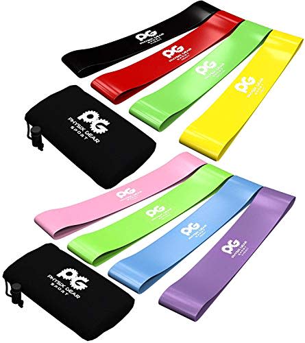 Physix Gear Sport Resistance Loop Bands Set 4 - Best Home Fitness Exercise Bands for Legs, Crossfit Workout, Physical Therapy, Pilates, Yoga & Rehab - Improve Mobility and Strength - 10in x 2in PGBP