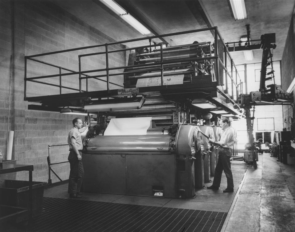 The Goss brand printing press was used to print The Fayetteville Observer from 1956 to 1999.