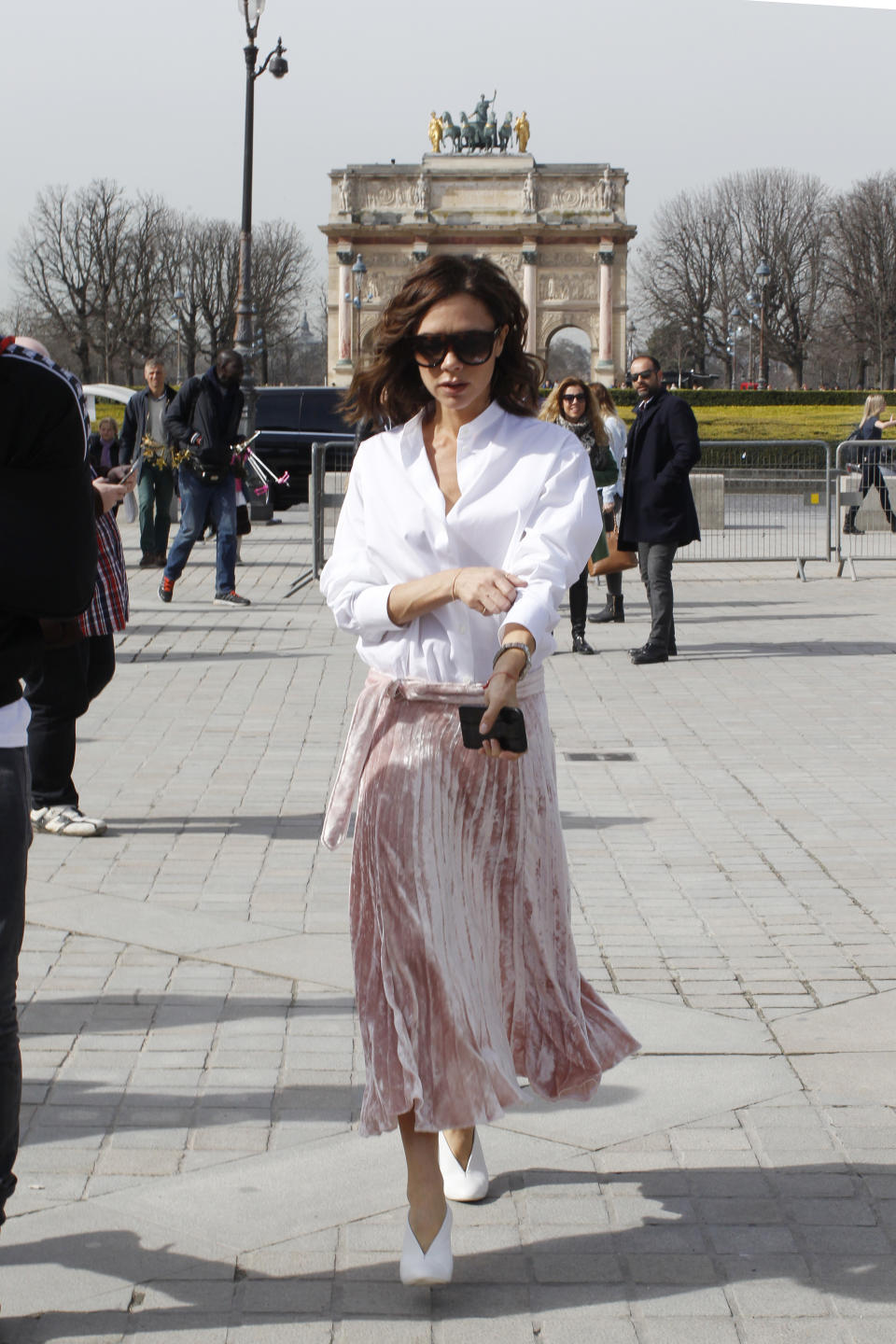 Victoria Beckham, her son Brooklyn and Sonia Ben Ammar in Paris