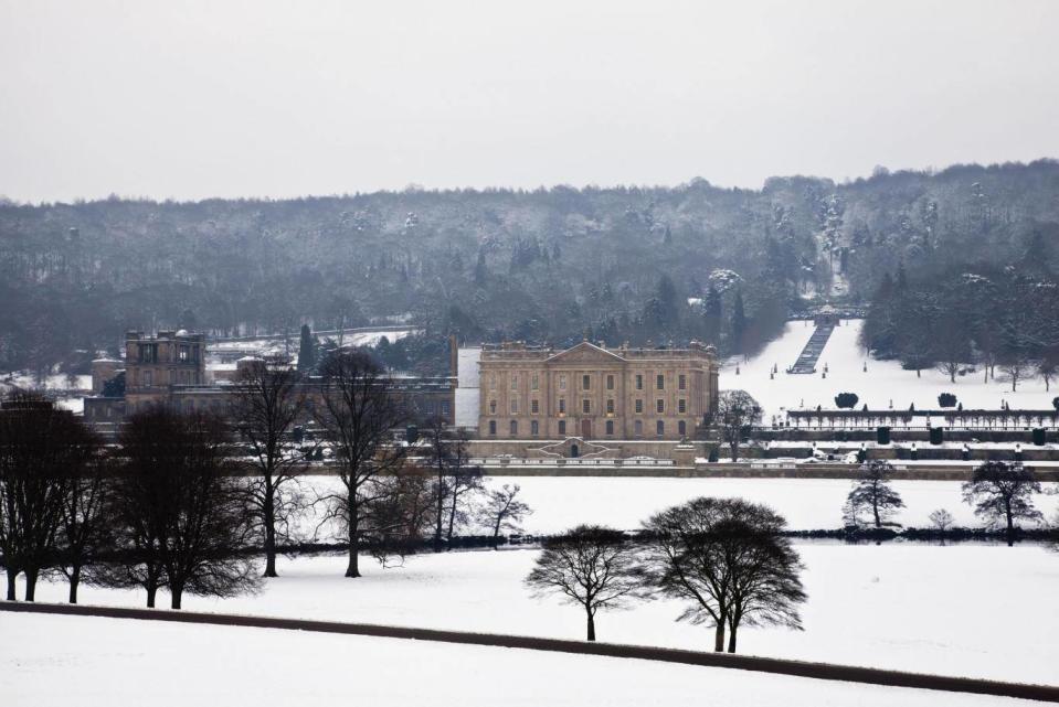 The Elizabethan Chatsworth House in winter (Rex)