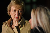 Business Secretary Andrea Leadsom and Harry Dunn's mother Charlotte Charles outside South Northamptonshire Council offices in Towcester, after they met following the news that the US have refused to extradite Anne Sacoolas who is charged with causing his death in a road collision outside RAF Croughton in August last year.