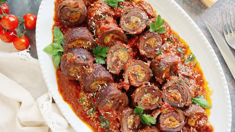 beef braciole on plate