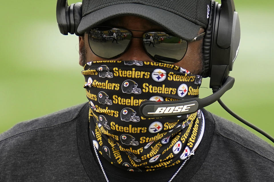 Pittsburgh Steelers head coach Mike Tomlin walks the sideline during the first half of an NFL football game, Sunday, Oct. 11, 2020, in Pittsburgh. (AP Photo/Keith Srakocic)