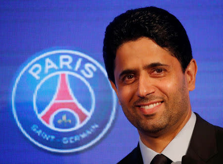 FILE PHOTO: Soccer Football - Paris St Germain and AccorHotels Press Conference - Parc Des Princes, Paris, France - February 22, 2019 Paris Saint-Germain chairman and CEO Nasser Al-Khelaifi during the press conference REUTERS/Charles Platiau/File Photo