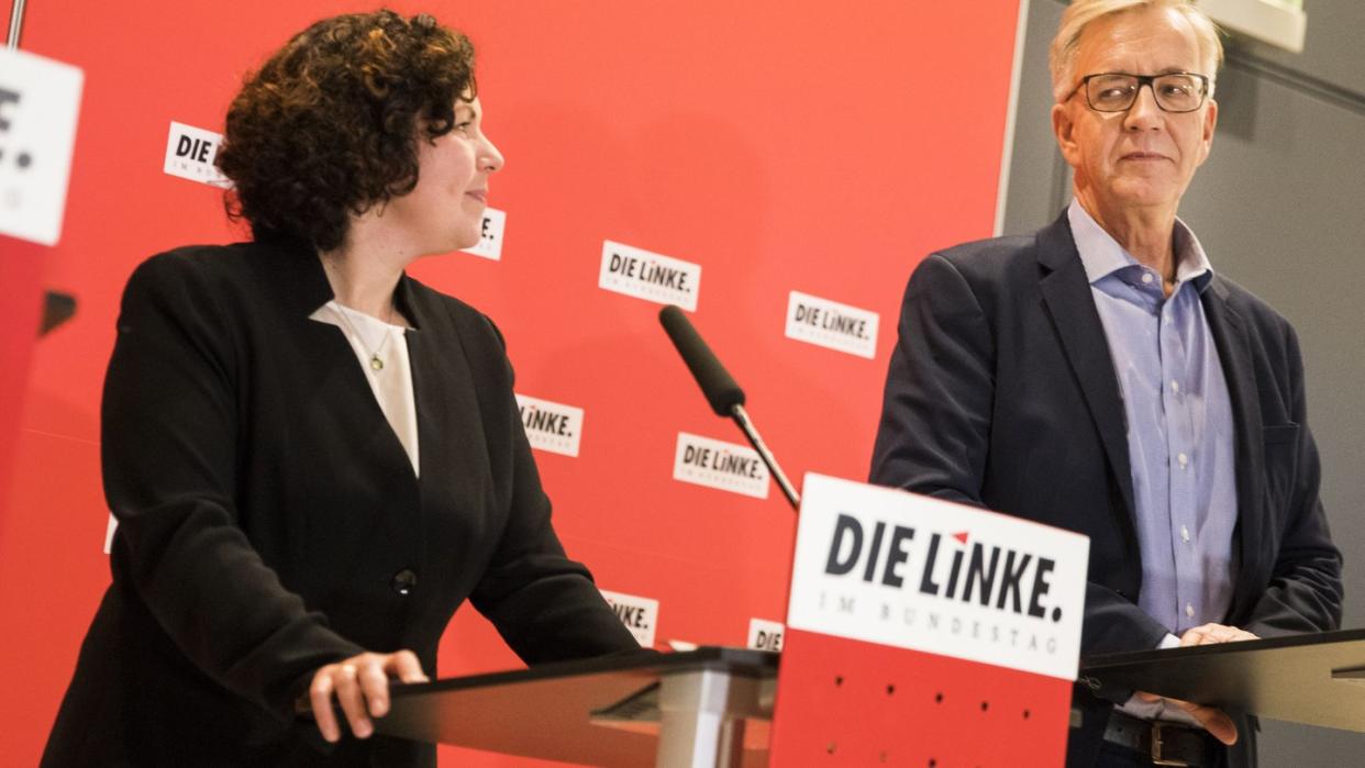 Amira Mohamed Ali ist neu gewählte Vorsitzende, Dietmar Bartsch wiedergewählter Vorsitzender der Linksfraktion im Bundestag.