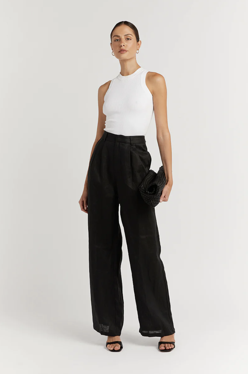 30) Norah Black Linen Pant