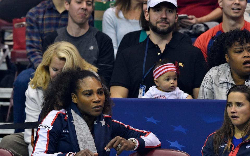 Serena Williams returns courtside in front of watchful glare of daughter Olympia - Getty Images North America