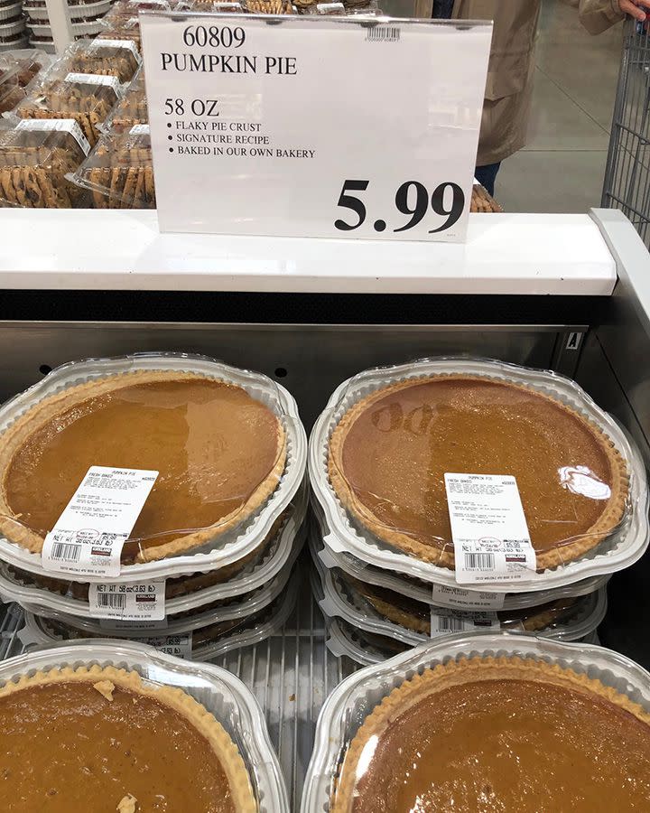 Packaged Kirkland pumpkin pies.