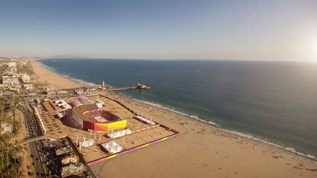 Beach volleyball at Santa Monica beach. Courtesy LA 2024/via REUTERS