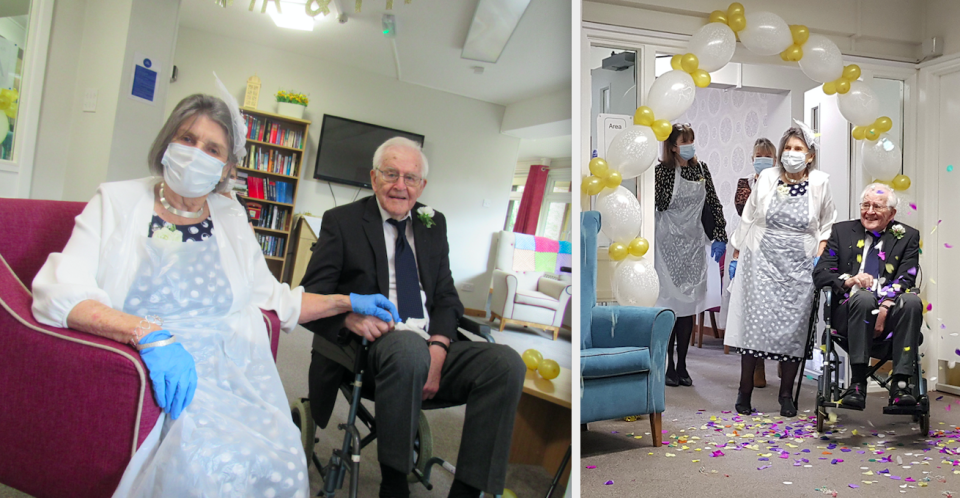 Peter Smirles and Jean Smirles have married at his care home after dating for 26 years. (SWNS)