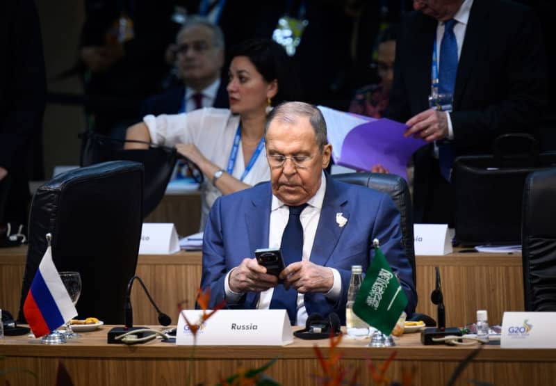 Russian Foreign Minister Sergey Lavrov attends the G20 Foreign Ministers' Meeting. Bernd von Jutrczenka/dpa