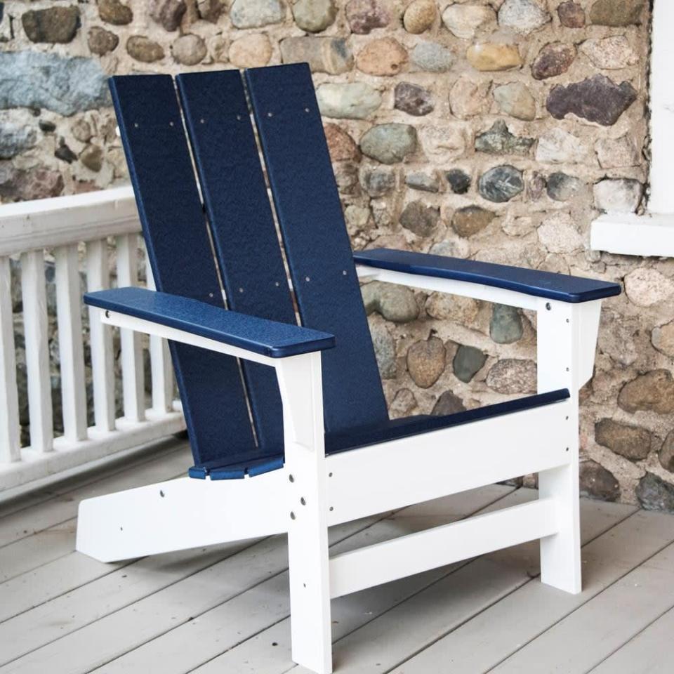<p>Made with all-weather, premium, recycled HDPE lumber, the <span>Duogreen Aria Recycled Plastic Adirondack Chair</span> ($240) adds a sleek, contemporary style to your space. Choose from a wide range of colors to find what works for you.</p>