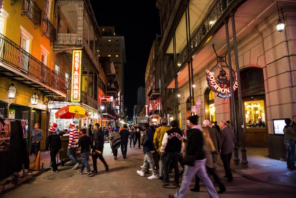 The French Quarter draws thousands of people as "party central" in New Orleans.