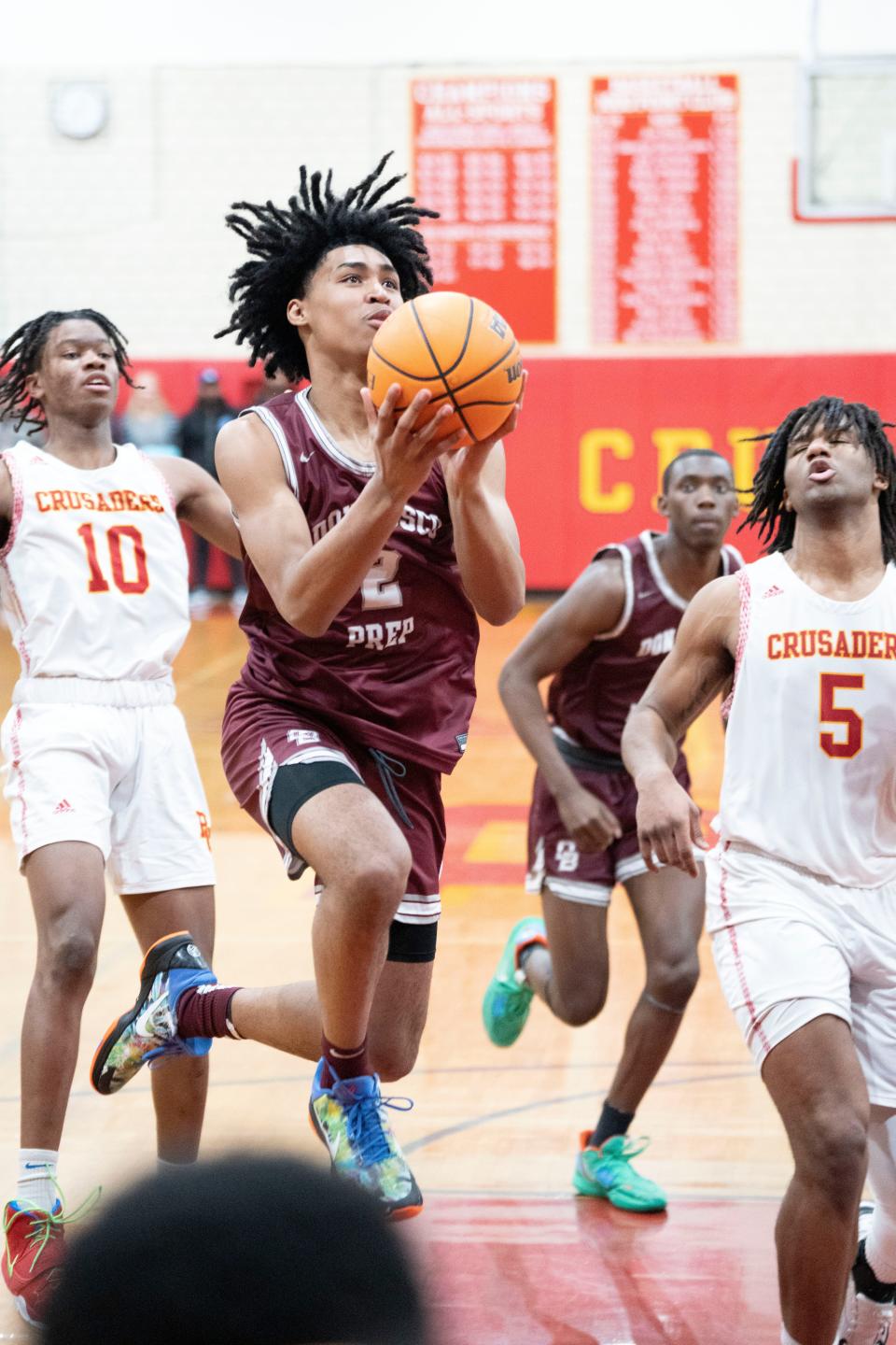 Don Bosco boys basketball at Bergen Catholic on Thursday, January 12, 2023. DB #2 Dylan Harper drives to the basket. 