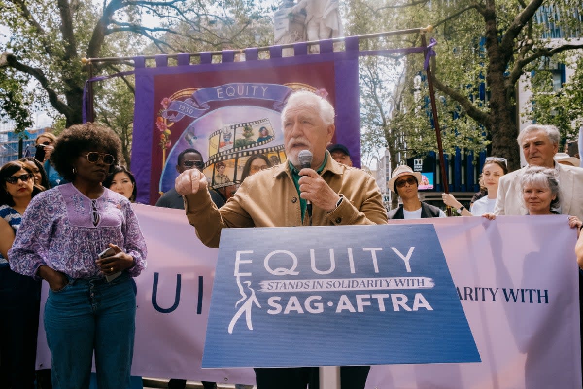 Brian Cox speaks at Equity rally in support of SAG-AFTRA and WGA strike (Equity UK)