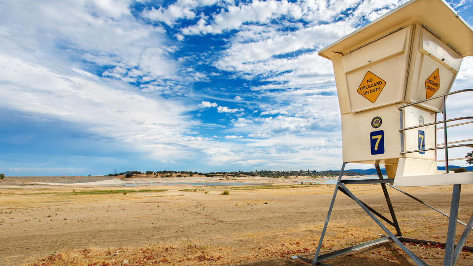 At Beal's Point on Folsom Lake in Northern California the water has almost disappeared. We are in the midst of a severe drought and for much of the Sacramento area this is it's water source. Edit: Since writing this 12 days ago, we've had major fires near Yosemite Park and the 4000 acre Sand Fire east of Sacramento.