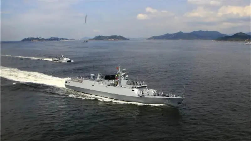 ▲除轟炸機外，近期中國也傳出以兩艘護衛艦換取柬埔寨海軍基地的新聞，但這類新聞與中俄轟炸機聯合演訓一樣，基本上都算是大內宣。圖為中國056型導彈護衛艦「惠州」艦。（圖／翻攝自中國軍網）