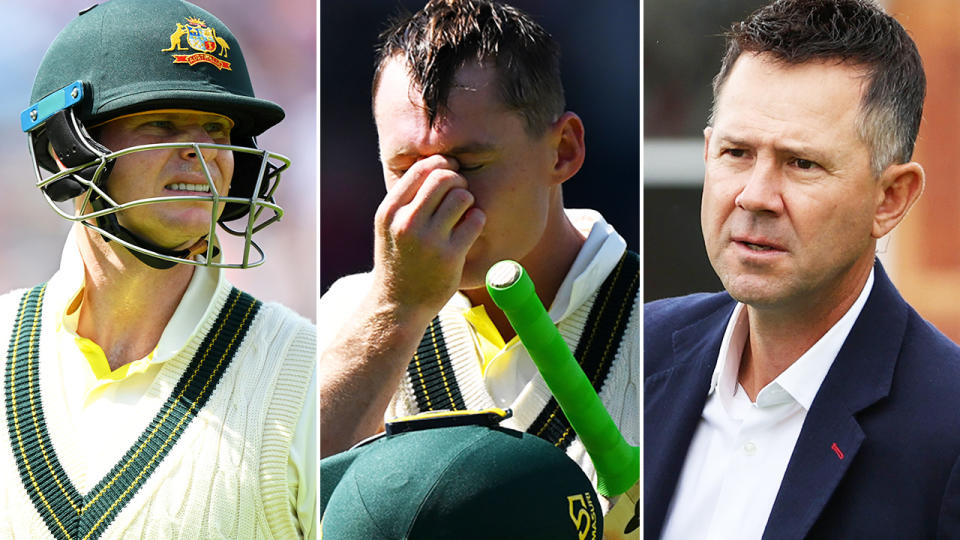 Steve Smith, Marnus Labuschagne and Ricky Ponting.