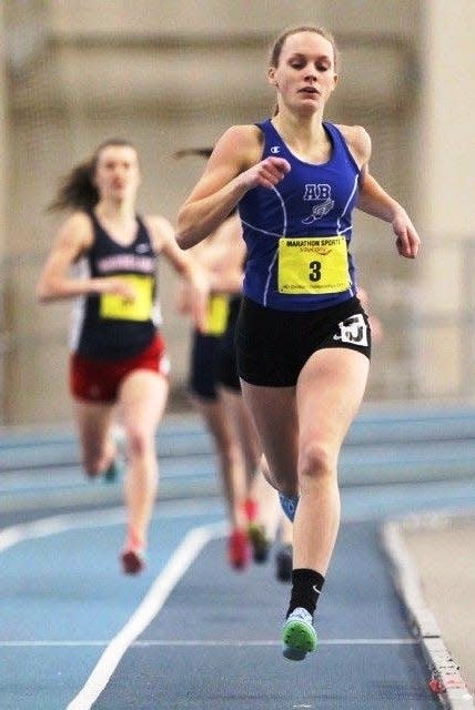 Acton-Boxborough's Samantha Friborg won the 600 meters (1:33.69) at the MIAA Division 1 championship, setting a Division 1 record and breaking the A-B school record that she set last year.