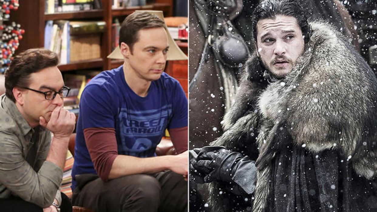 Johnny Galecki and Jim Parsons in Big Bang Theory and Kit Harington in Game of Thrones. (Photo: CBS/HBO)