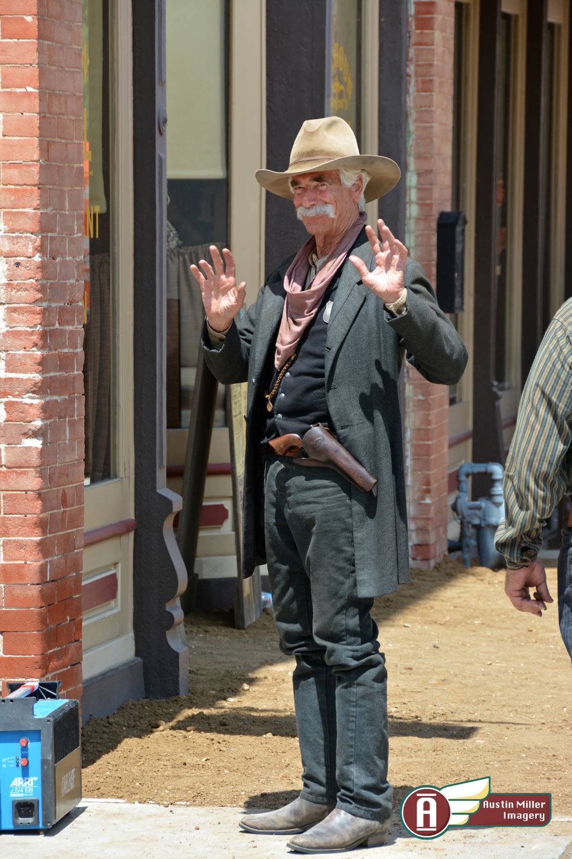 Sam Elliott during filming for “Yellowstone” prequel “1883” on Tuesday, Aug. 31, 2021 in Granbury, Texas.