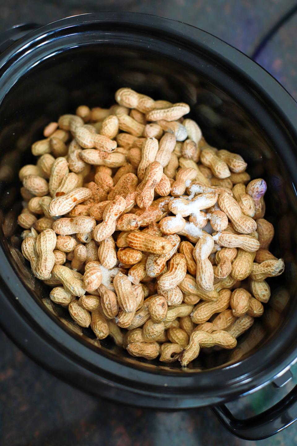 Making boiled peanuts in a slow cooker. 