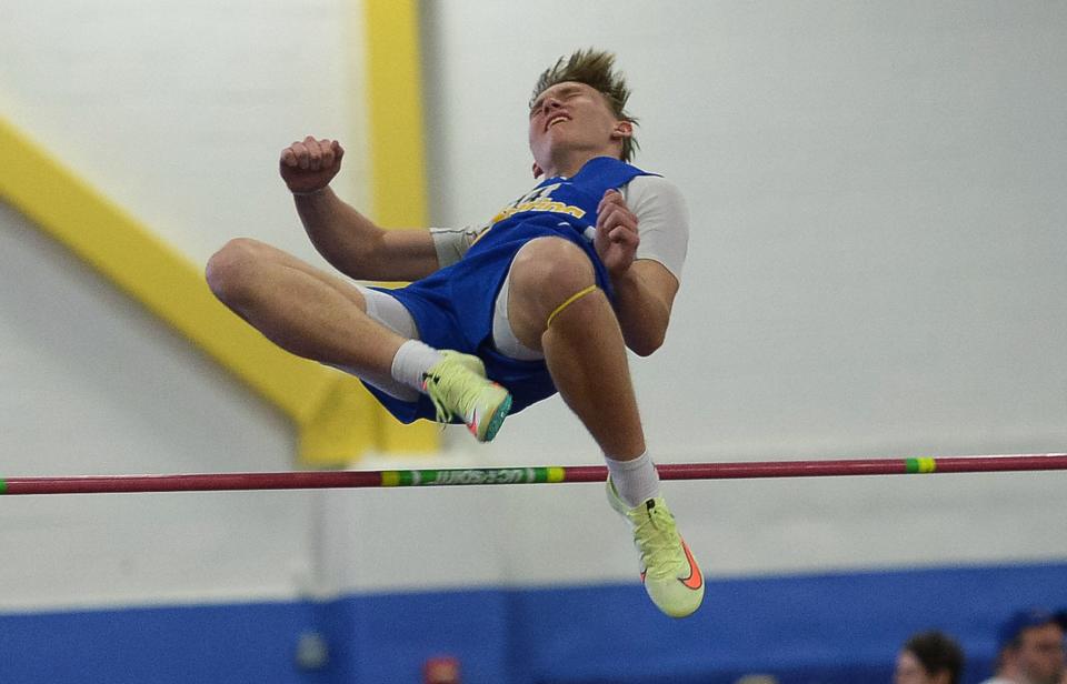 Clear Spring's Jacob Faith won the boys high jump during the Maryland Class 1A indoor track and field championships.