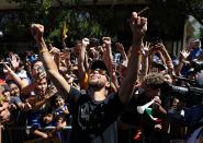 <p>Golden State Warriors Stephen Curry celebrates with fans during the Warriors Victory Parade on June 15, 2017 in Oakland, California. An estimated crowd of over 1 million people came out to cheer on the Golden State Warriors during their victory parade after winning the 2017 NBA Championship. (Photo by Justin Sullivan/Getty Images) </p>