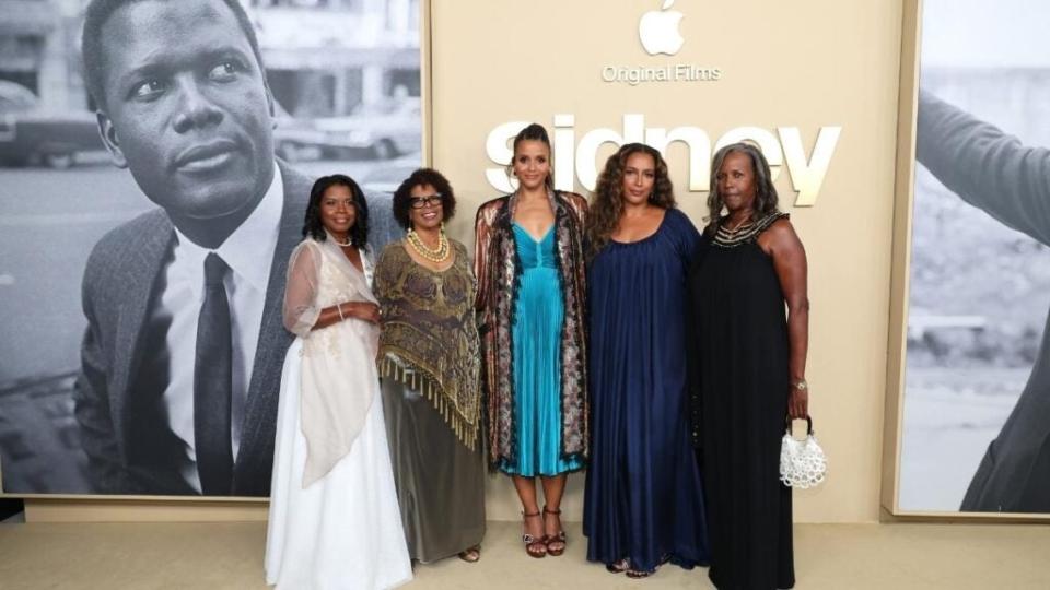 Sidney Poitier’s five daughters attend the “Sidney” documentary premiere at the Academy Museum of Motion Pictures in Los Angeles. (Eric Charbonneau for Apple TV+)