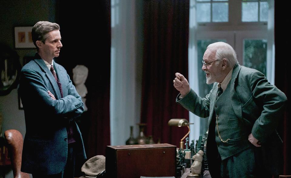 Matthew Goode as C.S. Lewis and Anthony Hopkins as Sigmund Freud in "Freud's Last Session." Hopkins' advice to all his co-stars is simple: Know your lines.