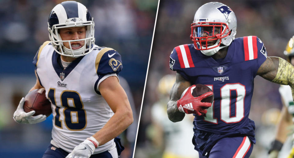Cooper Kupp and Josh Gordon will both be in interesting matchups — who should you start? (Photos by Otto Greule Jr and Maddie Meyer/Getty Images)