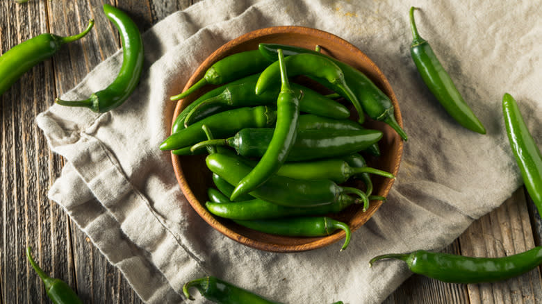 serrano chilis in bowl