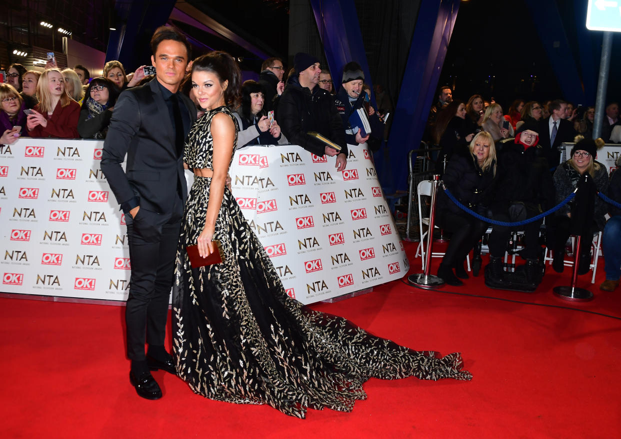 Faye Brookes and Gareth Gates arriving at the National Television Awards 2017, held at The O2 Arena, London. PRESS ASSOCIATION Photo. Picture date: 25th January, 2017. See PA Story SHOWBIZ NTAs. Photo credit should read: Ian West/PA Wire (Photo by Ian West/PA Images via Getty Images)